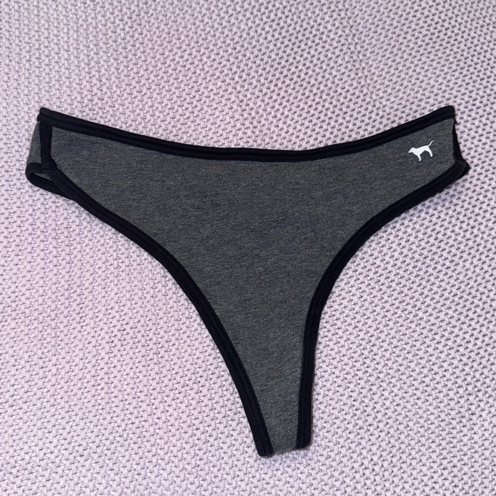 Gray and black Victoria’s Secret thong panty